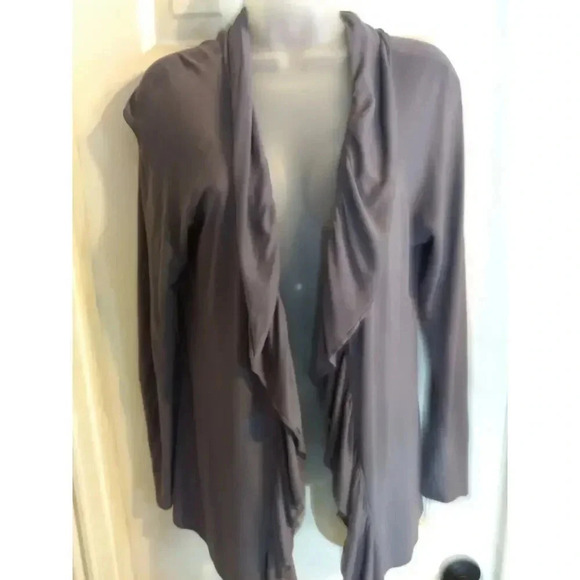 Elle Cardigan Gray Waterfall Front Lace Back Sz L - Picture 1 of 10